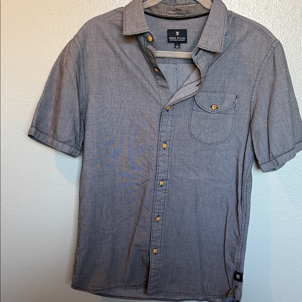 ROARK Men's Gray Short Sleeve Shirt SMALL